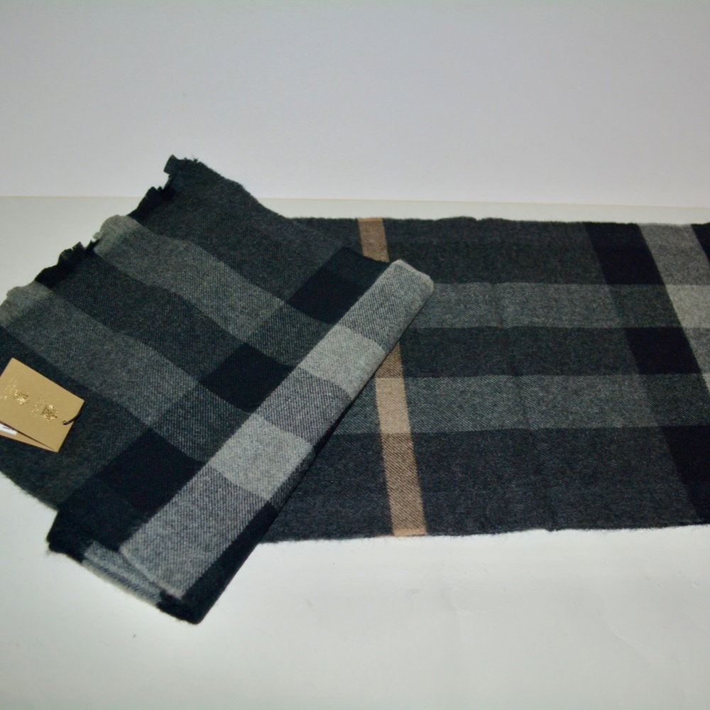BURBERRY LASH FRINGE GIANT EXPLODED CHECK WOOL CASHMERE SCARF WRAP - Picture 4 of 9